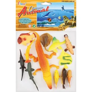 Kit 12 Animais Agua Doce Peixe Jacare