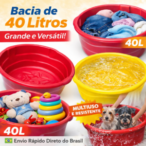 Bacia Plástica 40l Multiuso Reforçada Colorida