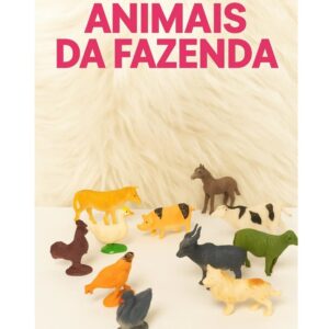 Kit Miniaturas Animais Da Fazenda Brinquedo Infantil 12pç