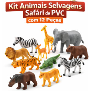 Kit Reino Animal Safari Mini Brinquedo 12 Peças Sortido