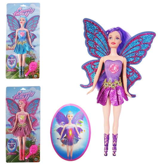 Boneca Candy Fairy Fada Com Luz Som Asas Articulada 30cm + Pente